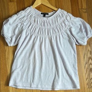 Banana Republic Women's Small Lilac Lavender Tee Shirt Smocked Short Sleeve Top